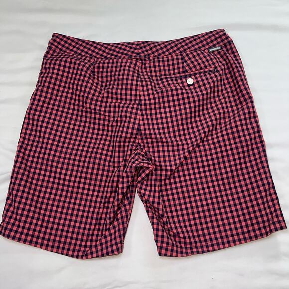 Bonobos Swim Trunks Size 33 Pink Blue Gingham Button Front Mesh Lined Preppy Dad - Picture 11 of 14